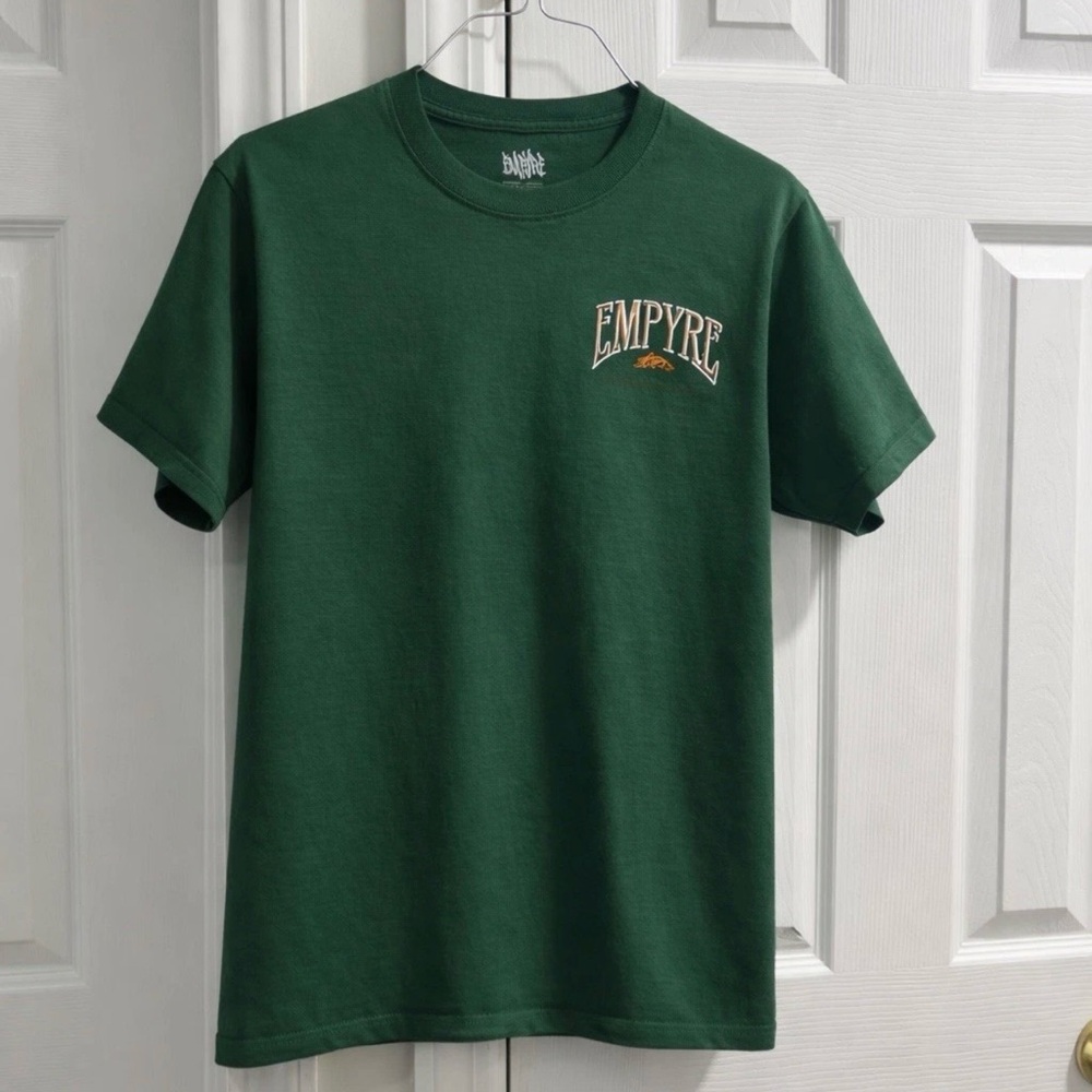 Empyre Graphic T-Shirt Men Small Green Skate Streetwear Cotton Short Sleeve Tee
